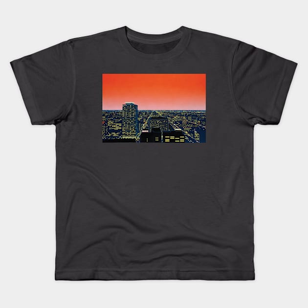 Hiroshi Nagai - City Pop Art at night Kids T-Shirt by QualityArtFirst